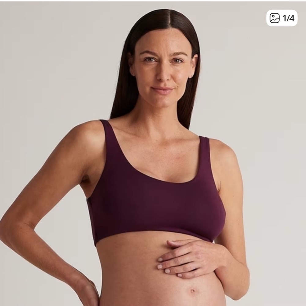 Quince Micromodal Maternity & Postpartum Bra (2-pack) Syrah Plum Sz XS NEW